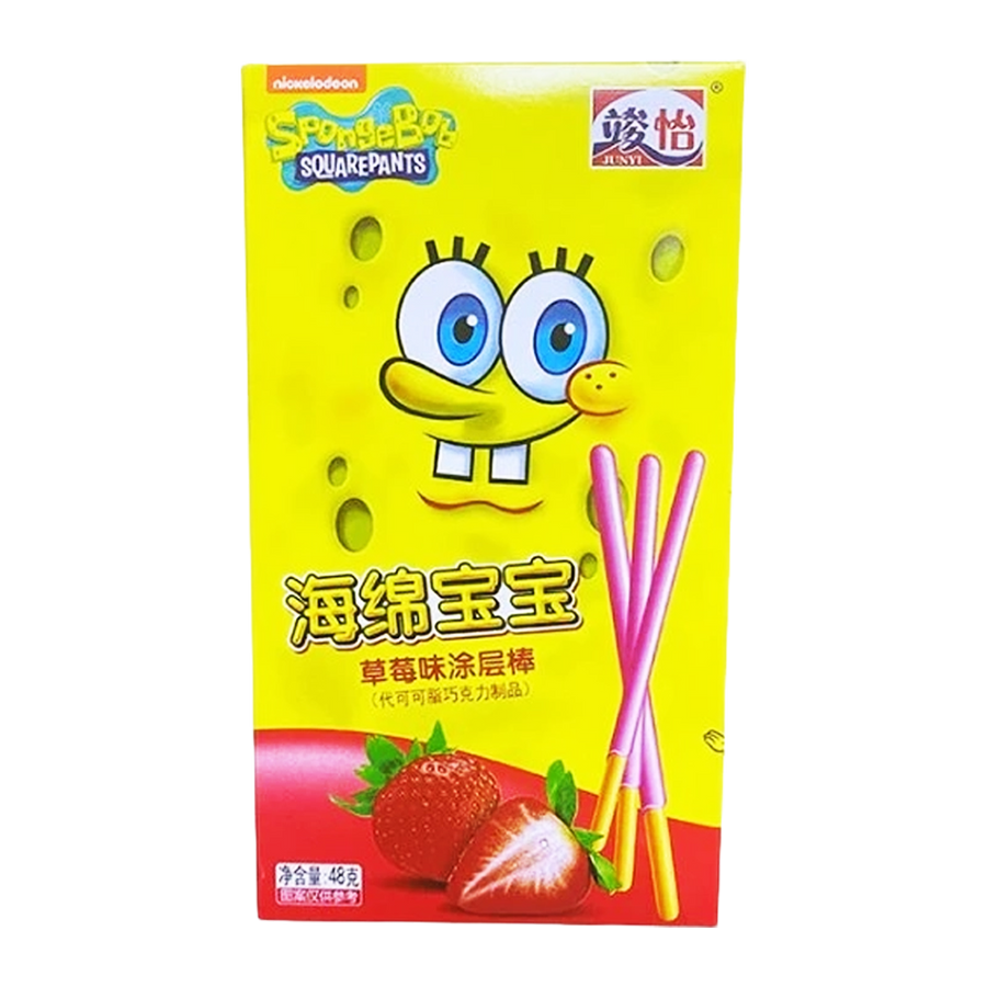 Junyi SpongeBob Strawberry Coated Sticks 48g