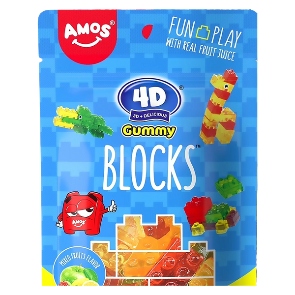 Amos 4D Gummy Blocks Mixed Fruits Flavor 72g
