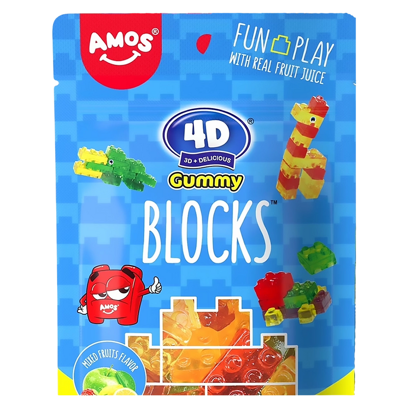 Amos 4D Gummy Blocks Mixed Fruits Flavor 72g