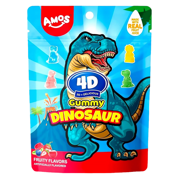 Amos 4D Gummy Dinosaur Fruity Flavor 65g