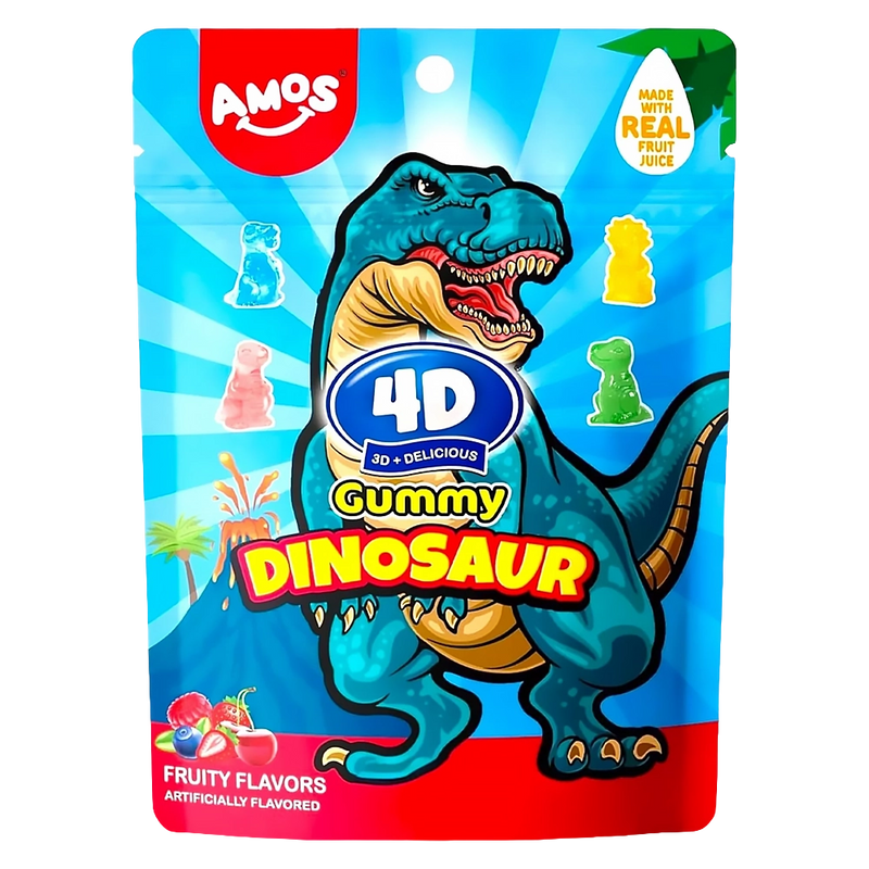 Amos 4D Gummy Dinosaur Fruity Flavor 65g
