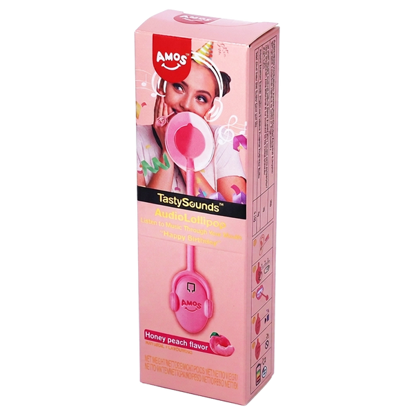 Amos TastySounds Lollipop Honey Peach - Happy Birthday Music 12g