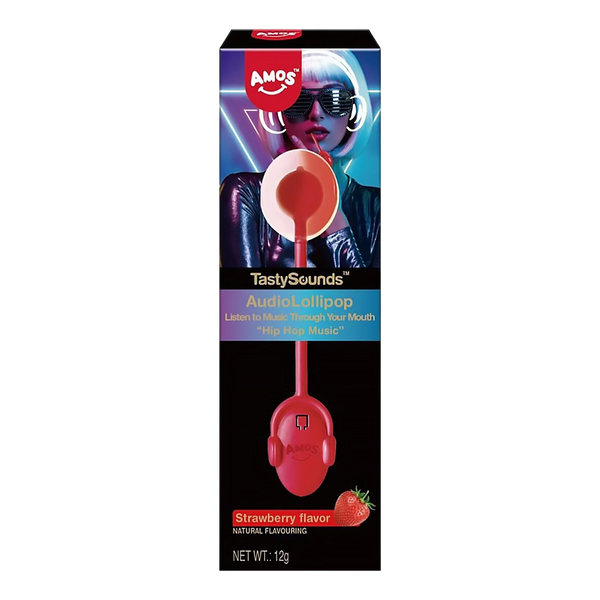 Amos TastySounds Lollipop Strawberry - Hip Hop Music 16.5g