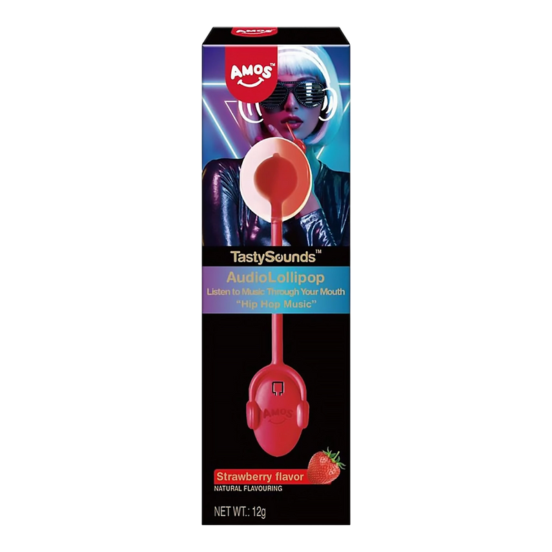 Amos TastySounds Lollipop Strawberry - Hip Hop Music 16.5g