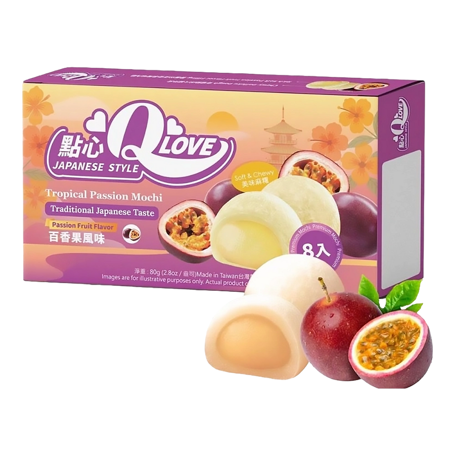 QLove Passion Fruit Premium Filling Mini Mochi 80g TWN