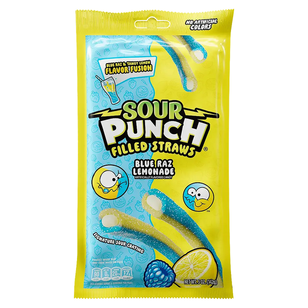 Sour Punch Filled Straws Blue Raz Lemonade 141g