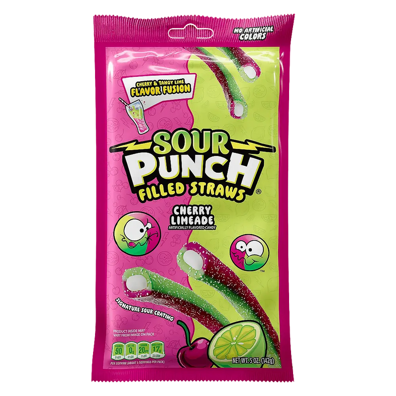 Sour Punch Filled Straws Cherry Lime 141g